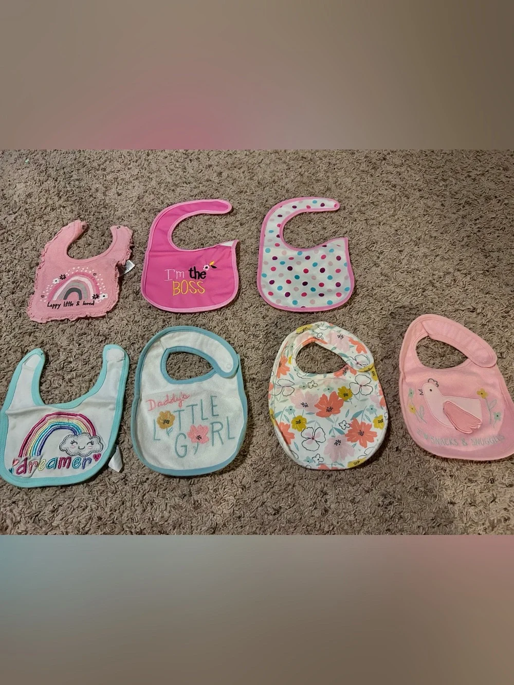 Assorted Pink & Floral Baby Bibs - Multi-Color Pack